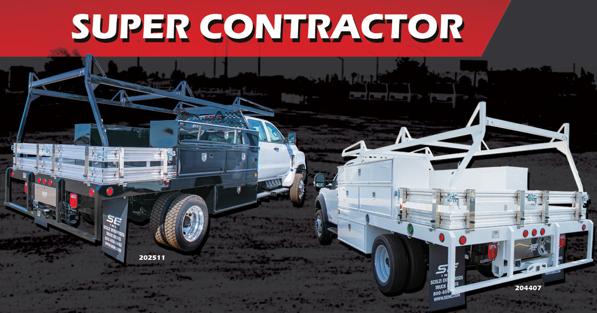 Scelzi Black and White Super Contractor Flatbed Truck Bodies