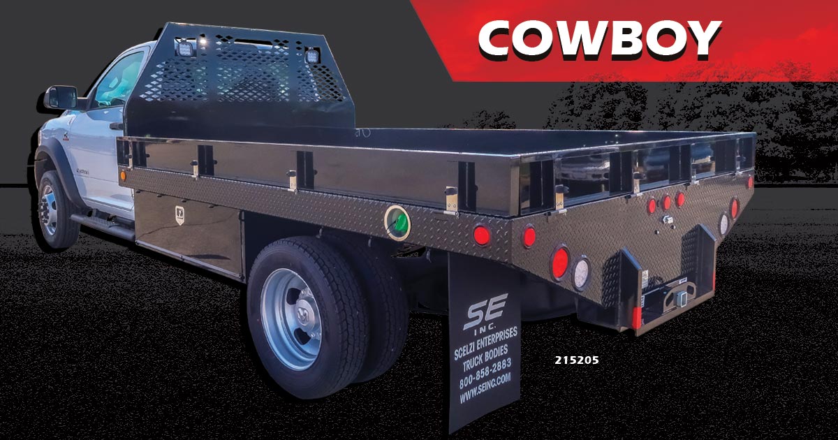 Black Scelzi Cowboy Flatbed Truck Body